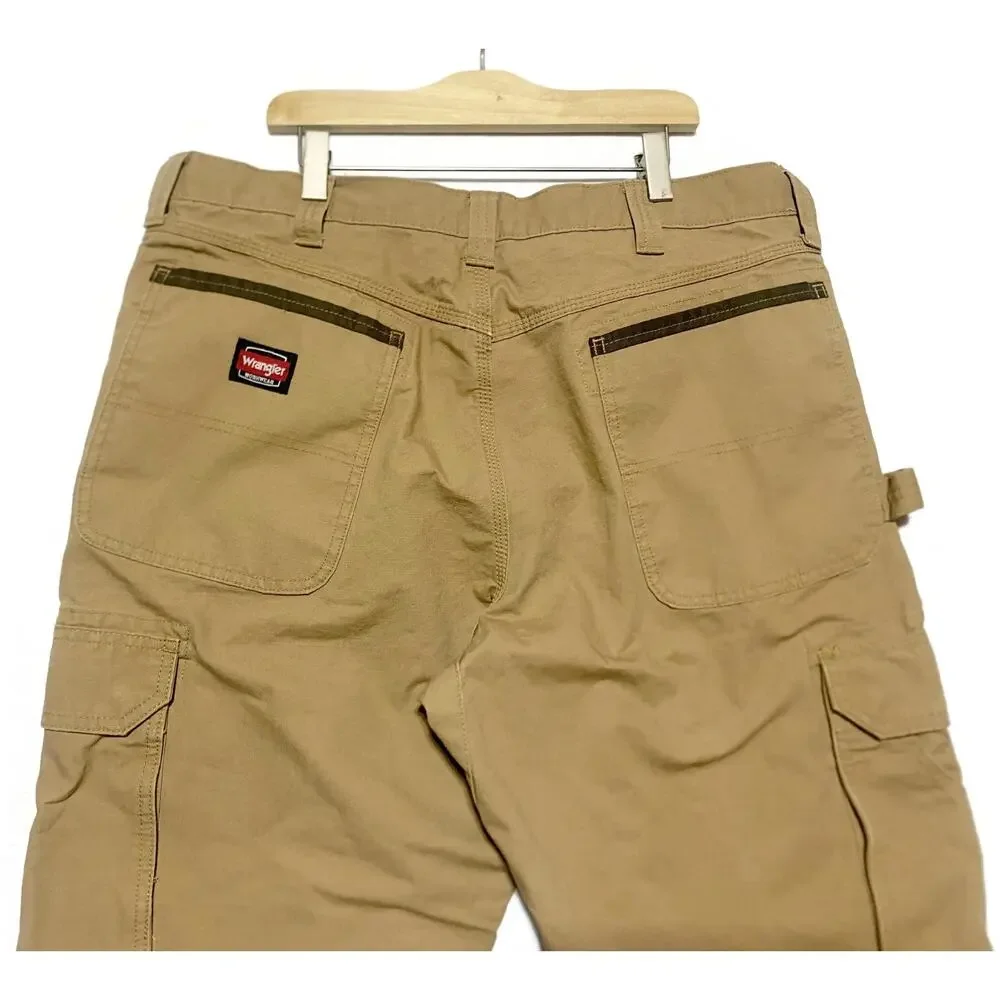 Wrangler Men's Cargo Work Pants Khaki Brown Utility 36x32 RN130273